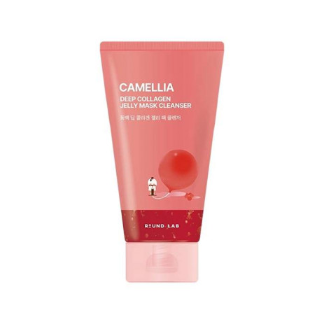 Очищающая гель-маска для умывания с камелией Round Lab Camellia Deep Collagen Jelly Mask Cleanser