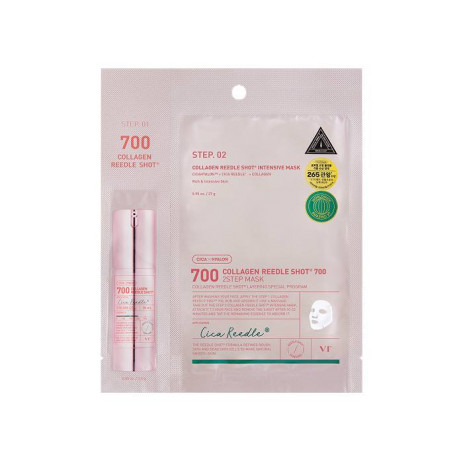 Усиленная двухступенчатая маска для лица с микроиглами и коллагеном VT Cosmetics Collagen Reedle Shot 700 2Step Mask