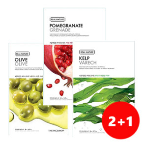 Набор 2 + 1 The Face Shop Real Nature Mask Kelp + Pomegranate + Olive