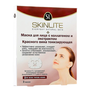 Купить набор масок SkinLite с коллагеном и экстрактом красного вина Тонизирующая